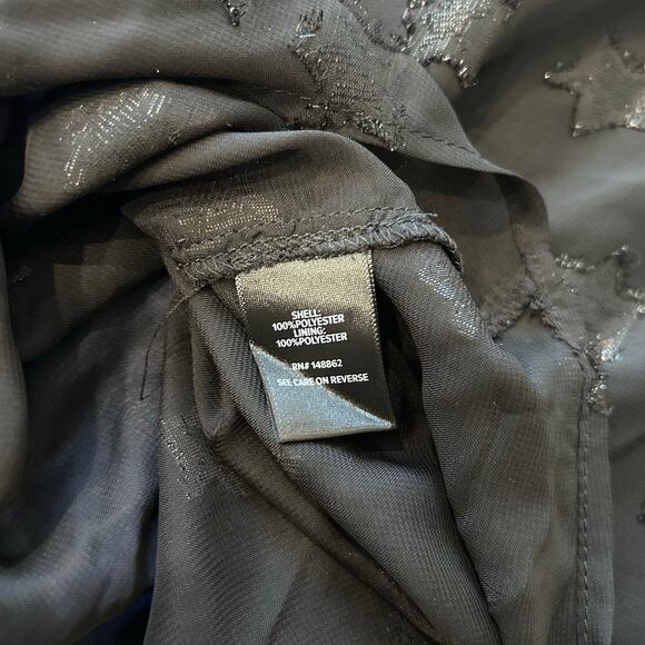 Torrid Women’s Size 2 Star Embroidered Sheer Mesh Blouse – Black Button Down - Picture 4 of 6